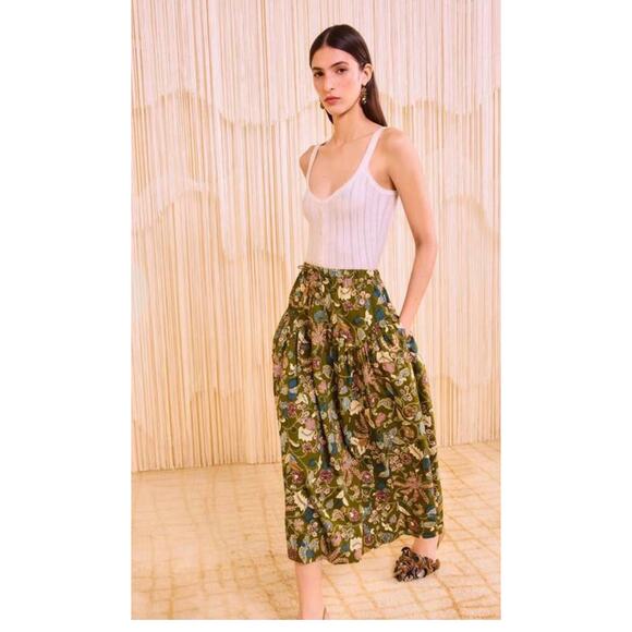 Ulla Johnson Rosen Tie Waist Midi Skirt in Lichen 4 - Picture 4 of 4
